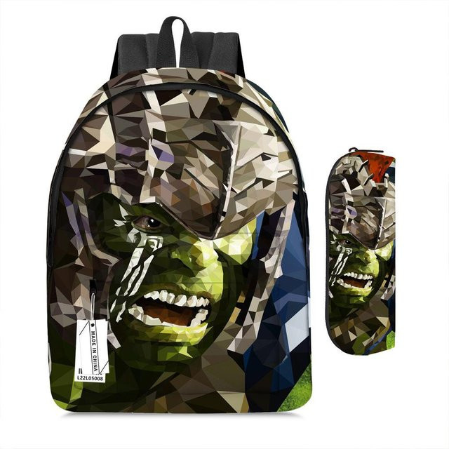 3-teiliges Schulrucksack-Set für Schüler aus Oxford-Stoff in Multicolour mit Schultasche und Federmäppchen - Bild 1