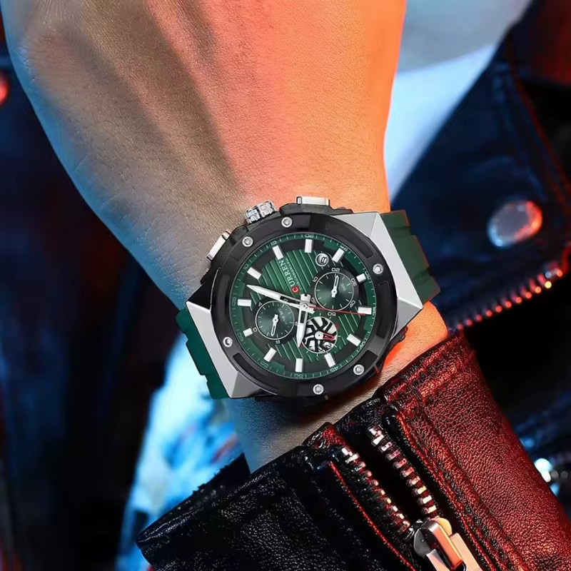 CURREN Armbanduhr Quarz, Silikonarmband, Grün, Herren - Bild 2