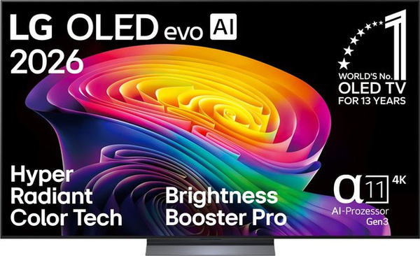 LG OLED evo AI TV OLED77C68LA 195 cm (77 Zoll) 4K Ultra HD Smart-TV in Schwarz mit HDR-Wiedergabe, 120 Hz und Sprachsteuerung