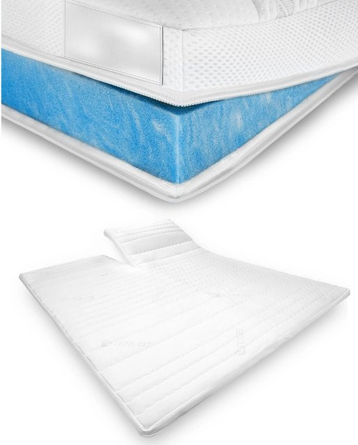 AM Qualitätsmatratzen Premium Split Gel Topper RG50 mit Lyocell Bezug und Anti-Rutsch in Weiß, B/T: 200 x 200 cm - Bild 1