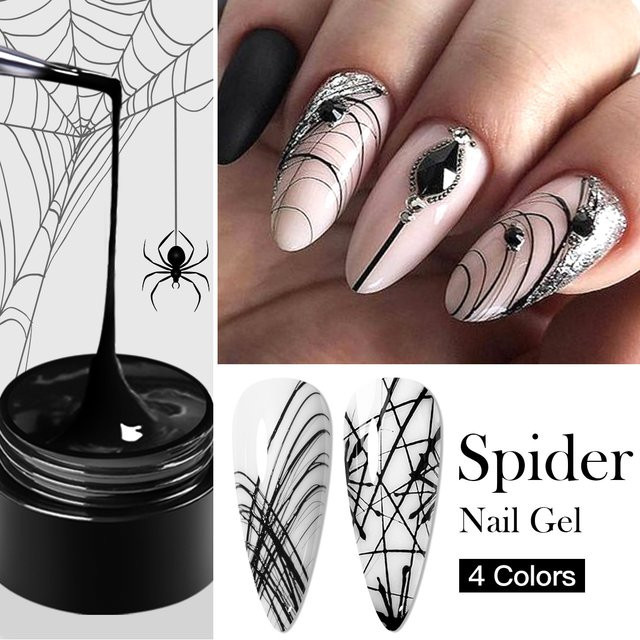 Four Lily Spider Nail Gel Polish, Schwarz Weiß, Glänzend - Bild 1