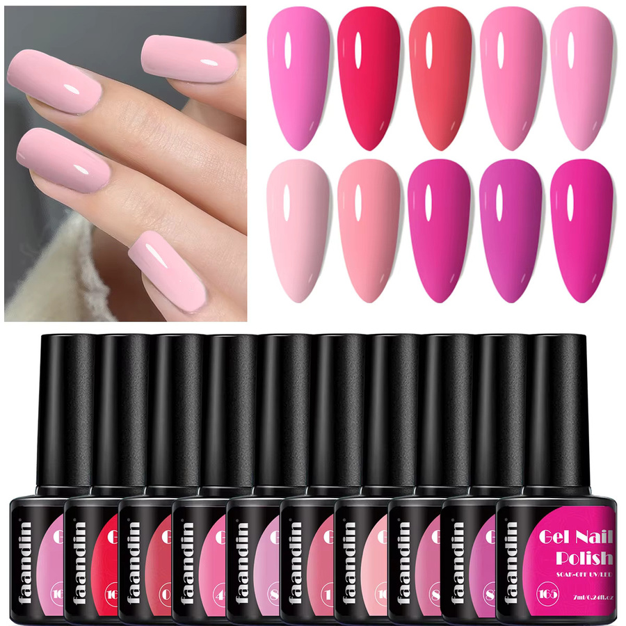 Faandin Nagellack-Gel-Set, Perlglanz, 10 Flaschen, Schimmernd - Bild 5