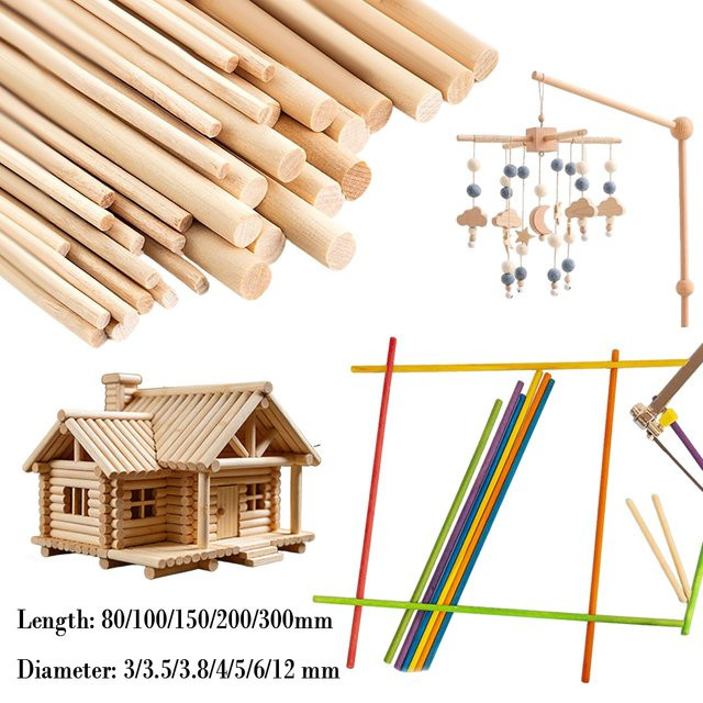 Runde Holzstäbchen aus Holz für Bastelarbeiten, Modellbau und DIY-Projekte - Bild 1