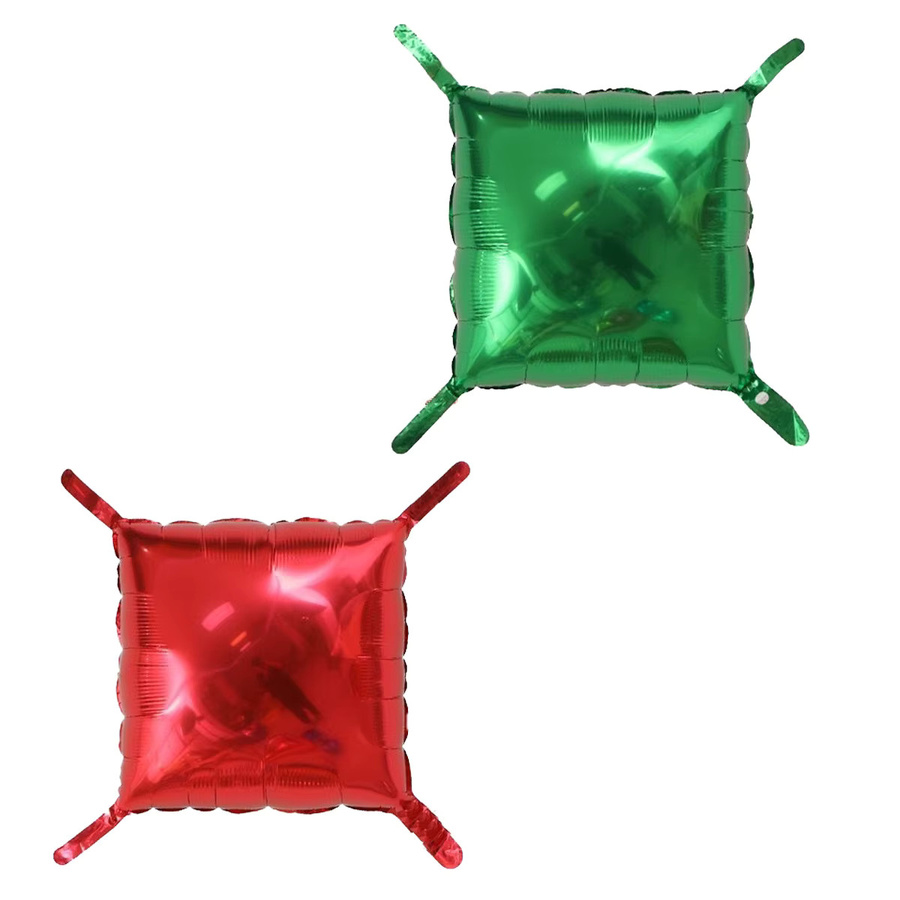 10 Stück quadratische Folienballons von EACH PARTY in Rot und Grün für deine Weihnachtsdekoration, Durchmesser: 45,72 cm - Bild 4