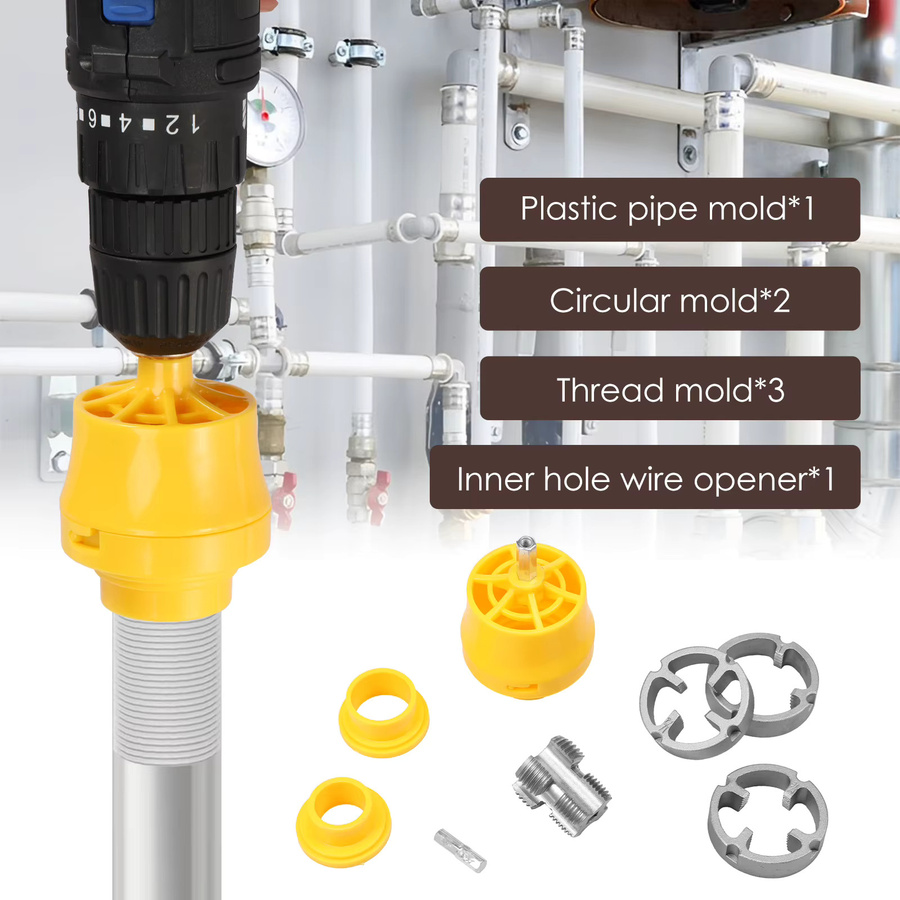 Toorise PVC-Rohreinfädler-Set für elektrische Bohrmaschinen mit 3 Matrizen für 1/2 Zoll, 3/4 Zoll und 1 Zoll - Bild 3