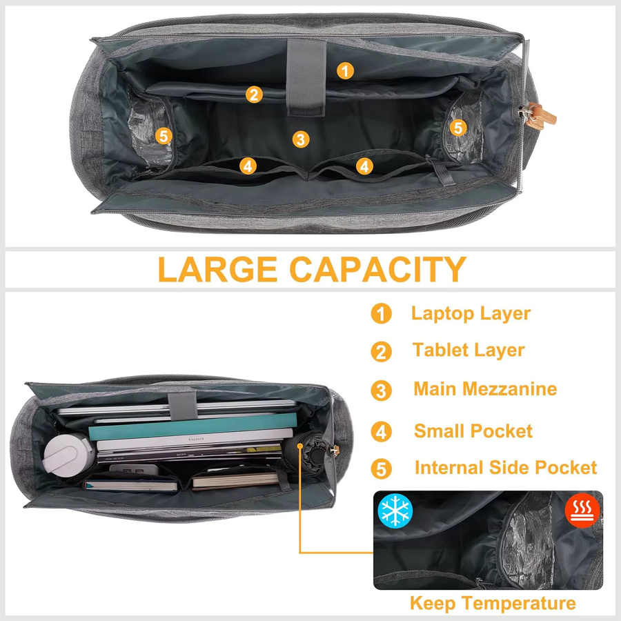 MOSISO Laptop Tragetasche mit USB-C Anschluss für 15 bis 16 Zoll, Professionelle Messenger-Tasche und Aktentasche, Grau - Bild 2