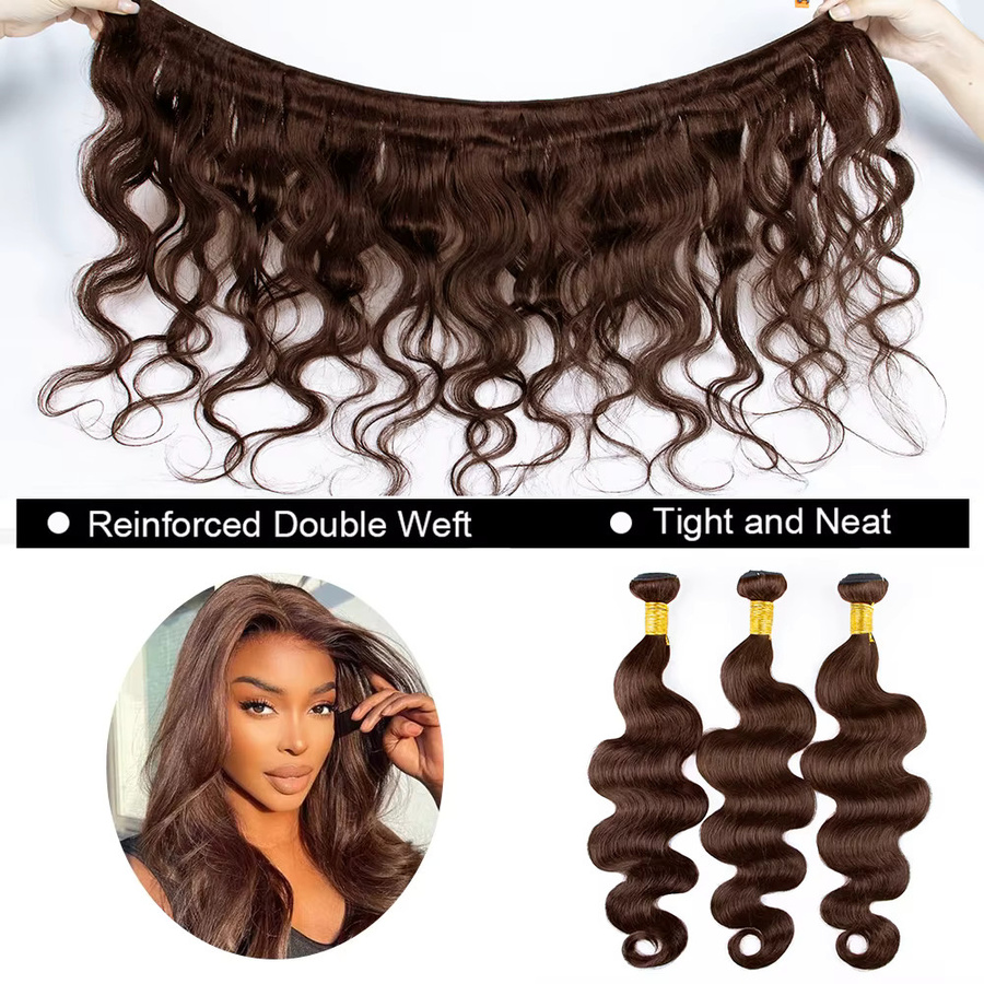 Happy Monday Body Wave Echthaar-Bundles, dunkelbraun, 4 Stück, Damen - Bild 5