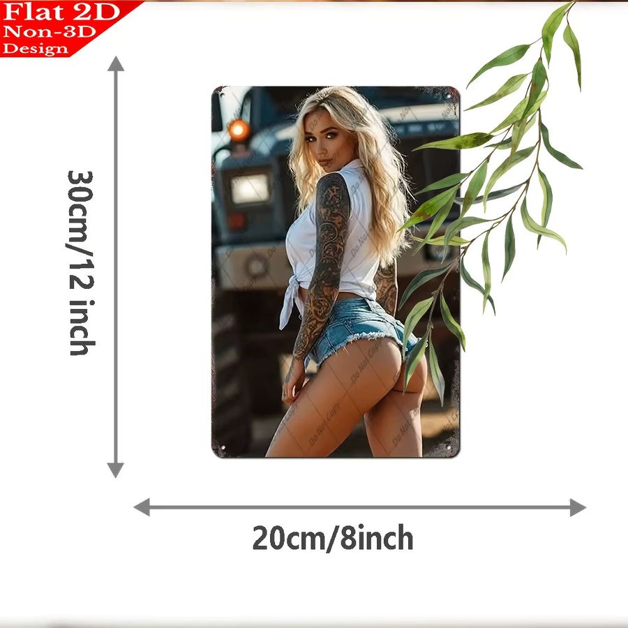 CIFBUY Retro Metallwandkunst Sexy Woman Aluminiumschild Portrait B/H: 20,3 x 30,5 cm - Bild 2