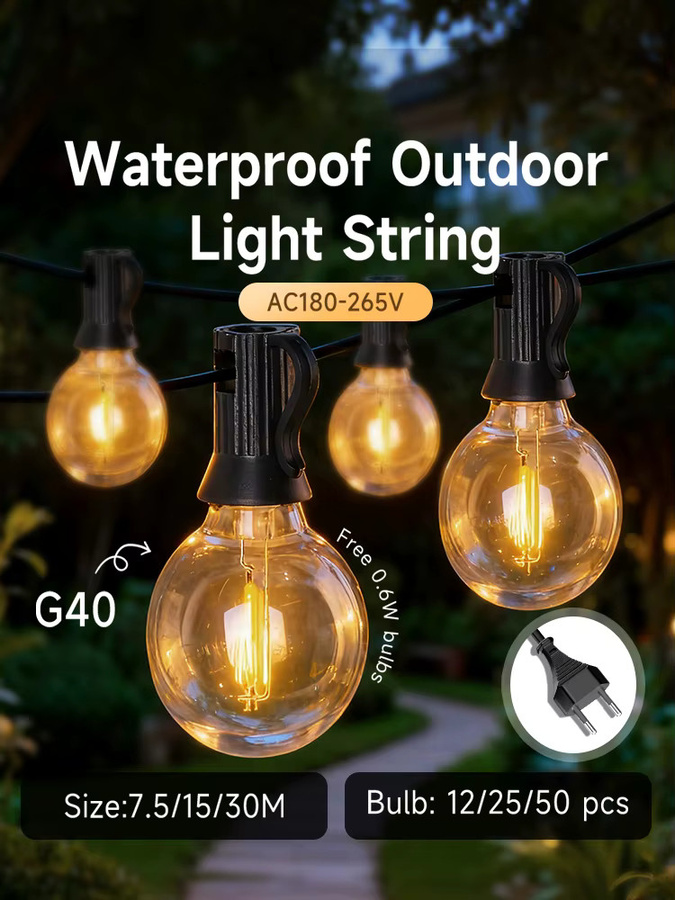 CANMEIJIA LED Lichterkette Warmweiß Transparent für Garten, Party und Camping, Wasserdicht Outdoor Dekoration - Bild 7