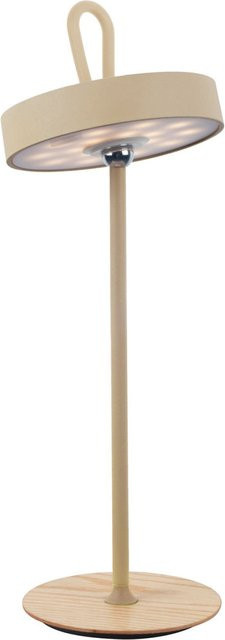 Näve LED-Akku-Tischleuchte ELLI in Beige mit braunem Gestell, dimmbar mit Timer und Dämmerungssensor, B/T/H: 13 x 13 x 36 cm - Bild 1
