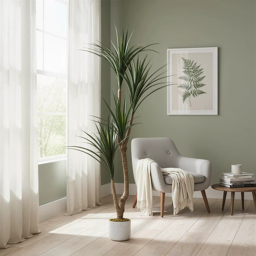HiMISS Immergrüner realistischer Kunstbaum im Topf, grüne künstliche Pflanze für die moderne Innendekoration, Höhe: 165 cm - Bild 2