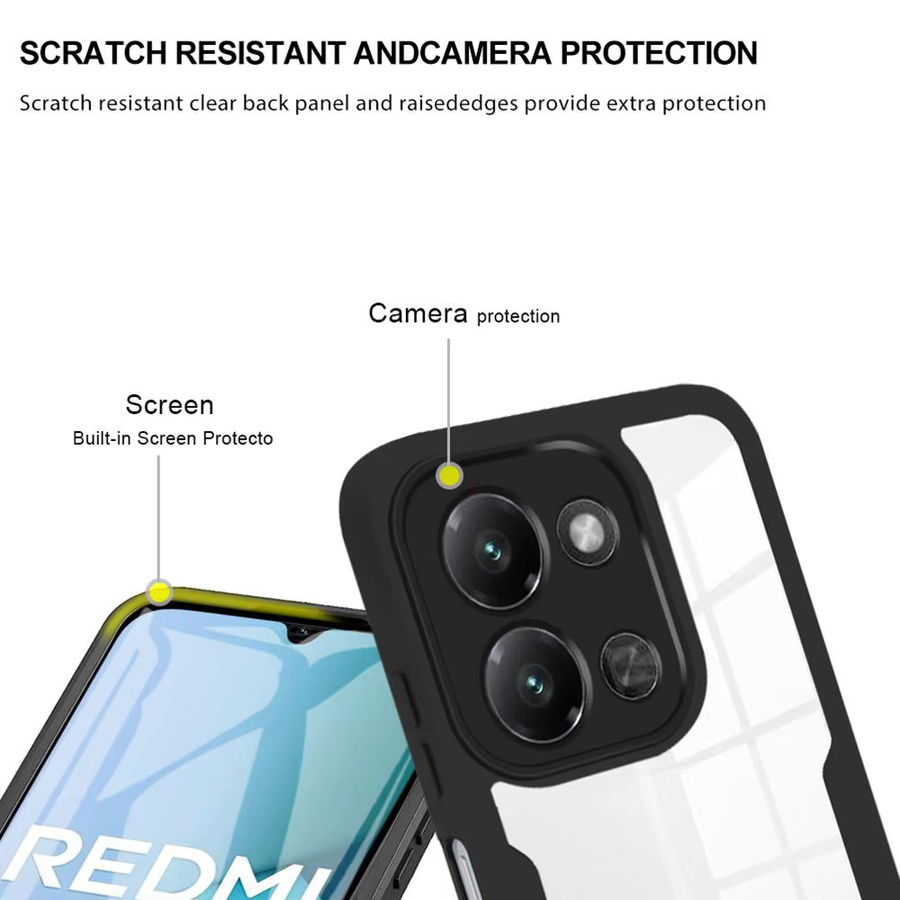 Stoßfeste 360 Grad Schutzhülle mit integriertem Displayschutz für Xiaomi Redmi 15 15C 15A 13 13C 12 A5 169 171 173 4G 5G in Schwarz - Bild 5