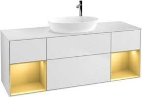 V&B Waschtischunterschrank Finion mit Wandbeleuchtung, Farbe Weiß lackiert, Breite: 160 cm, Tiefe: 50,1 cm, Höhe: 50,1 cm - Bild 1