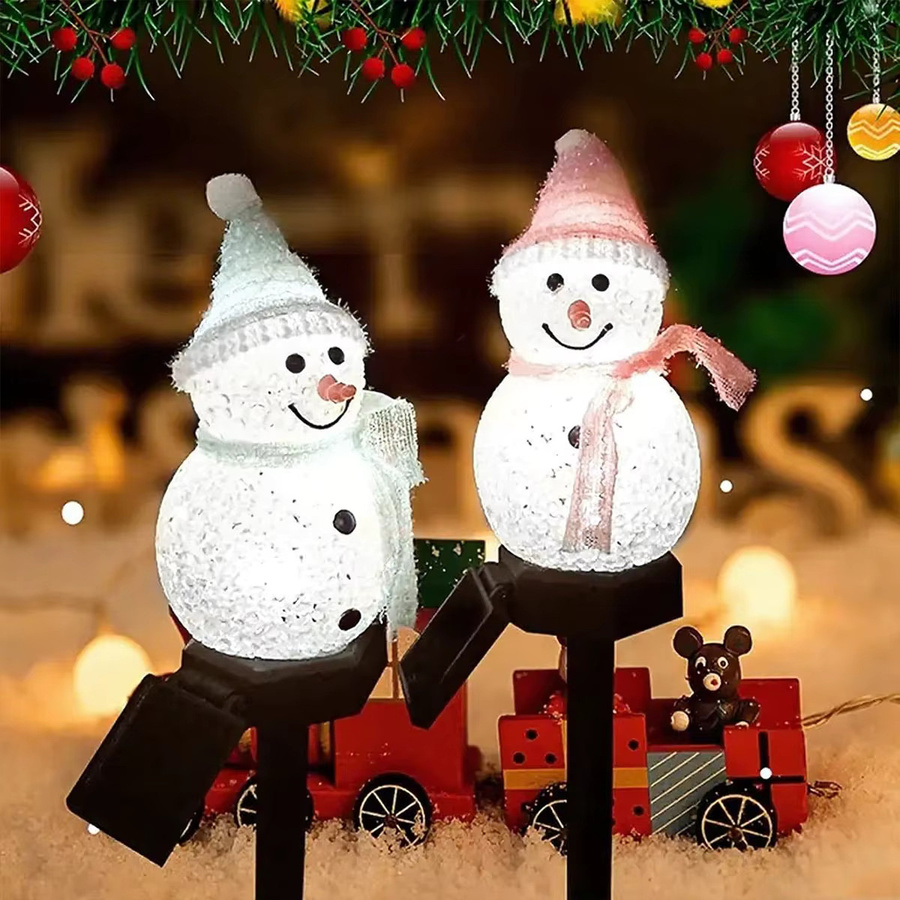 Peach Forest Solar Schneemann Gartenstecker für die Weihnachtsdekoration im Außenbereich, Mehrfarbig - Bild 4