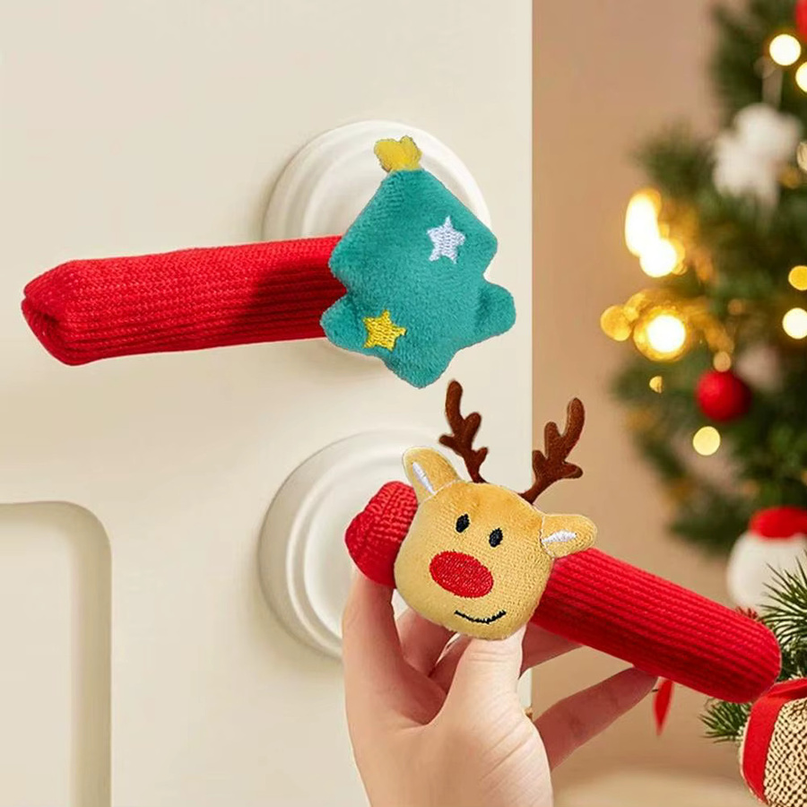 4er Set Weihnachtliche Santa Claus Türklinke Abdeckungen in Rot für deine Weihnachtsdekoration - Bild 3