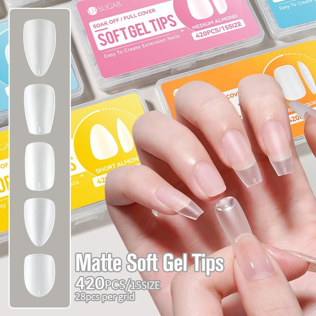 UR SUGAR Gel Nagel Tipps, Mandel Form, Kurz, Matt, 420 Stück - Bild 1