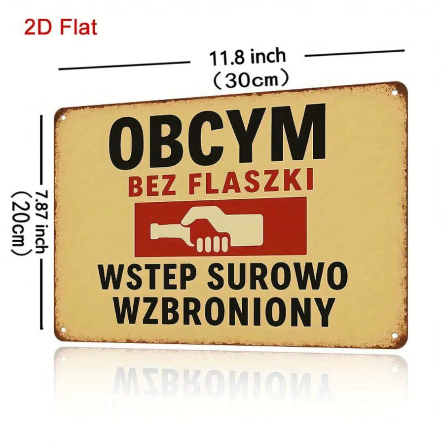 Vintage-Wandschild aus Metall von CIFBUY, rustikales polnisches Warnschild im Bauernhaus-Stil, Breite: 20,3 cm, Höhe: 30,5 cm - Bild 2