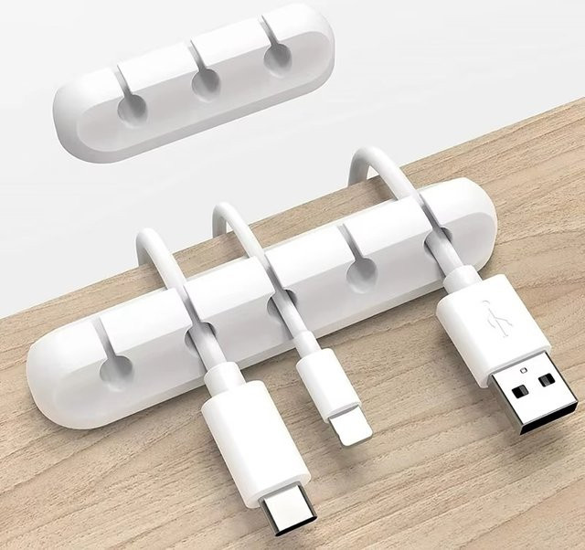 Mrgabwte Kabelhalter-Clip aus Silikon in Weiß für Schreibtisch und Kabelmanagement von Kopfhörern, Maus und USB-Ladekabeln - Bild 1