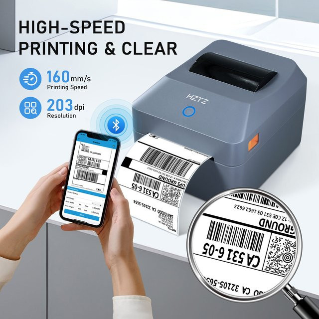 HZTZ Thermodrucker für 4x6 Versandetiketten in Grau - Bild 1