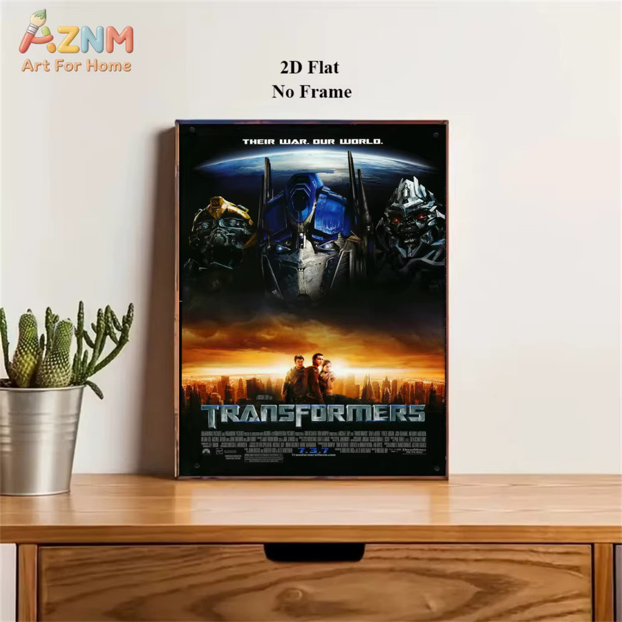 AZNM Transformers 2007 Filmplakat Rahmenlose Leinwand Wandkunst mit Optimus Prime, Bumblebee und Megatron in Multicolour - Bild 3