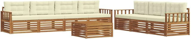 vidaXL Outdoor-Sofagarnitur 8-teilig aus Akazienholz mit Kissen in Natur und Creme - Bild 1