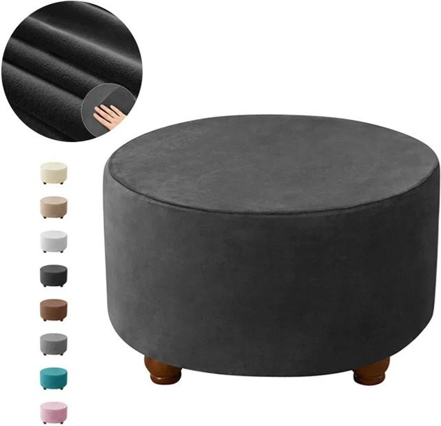 Elastische Hockerbezüge von Yiran Furniture aus Samt in Grau, Größe M - Bild 1