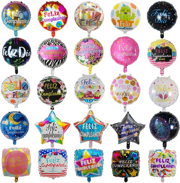 10er Set LQVYI Spanische Alles Gute Zum Geburtstag Folienballons Multicolor, 45 cm Durchmesser, Heliumtaugliche Partydekoration für Erwachsene und Baby Shower - Bild 1
