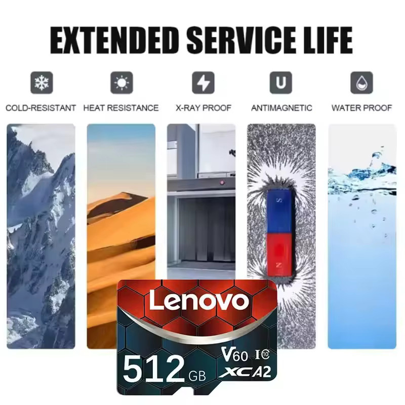 Lenovo MicroSD Speicherkarte für Mobiltelefone und Nintendo Switch, 512 GB, Multicolor - Bild 1