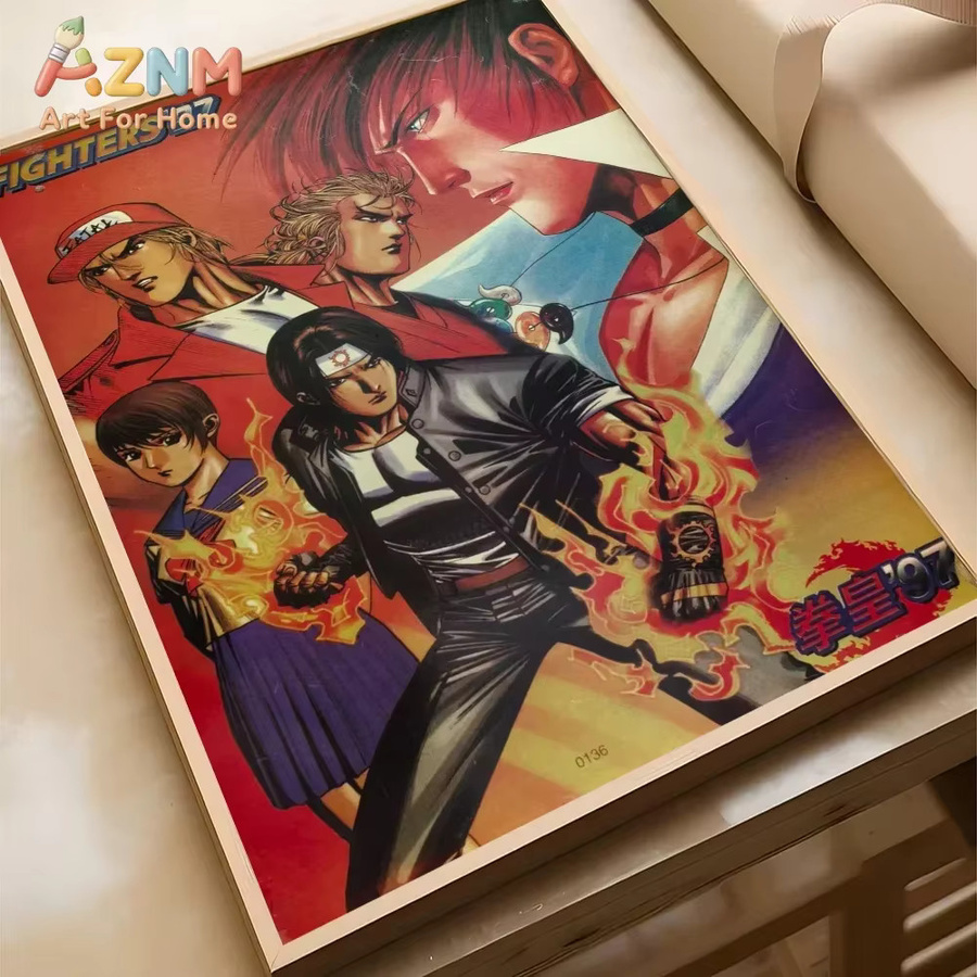 Kayou The King Of Fighters Retro Arcade-Spiele Wandaufkleber aus Kraftpapier, Mehrfarbig - Bild 5