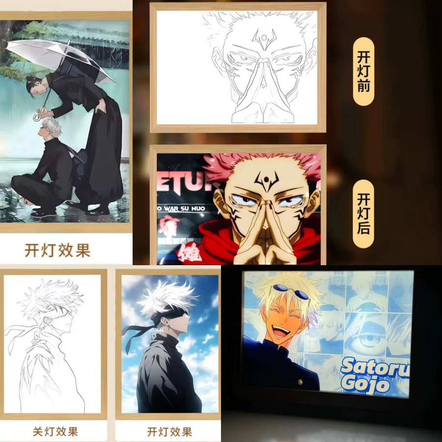 Bandai Jujutsu Kaisen LED Foto Rahmen mit integrierter LED Lichtmalerei als Anime Figur Deko Nachtlampe für dein Schlafzimmer - Bild 4
