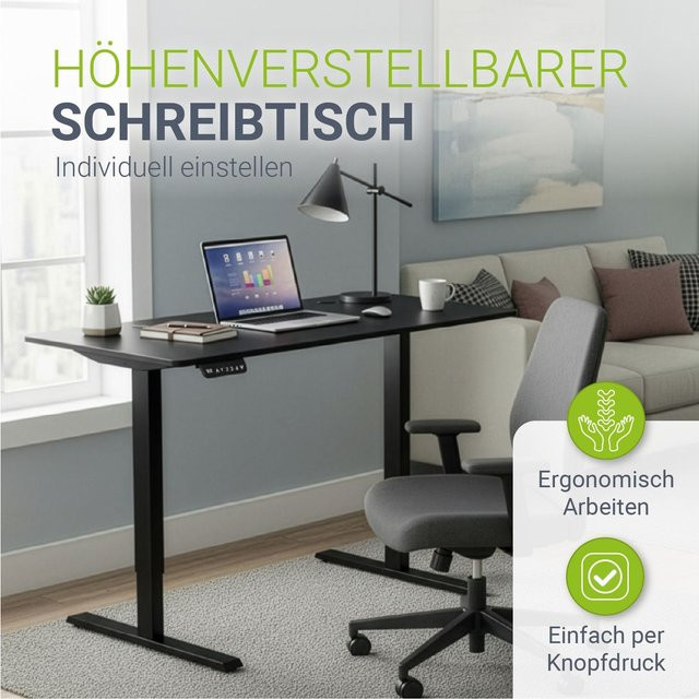 Juskys Höhenverstellbarer Elektrischer Schreibtisch für Homeoffice und Office, Schwarz, B: 120 cm, T: 60 cm - Bild 4