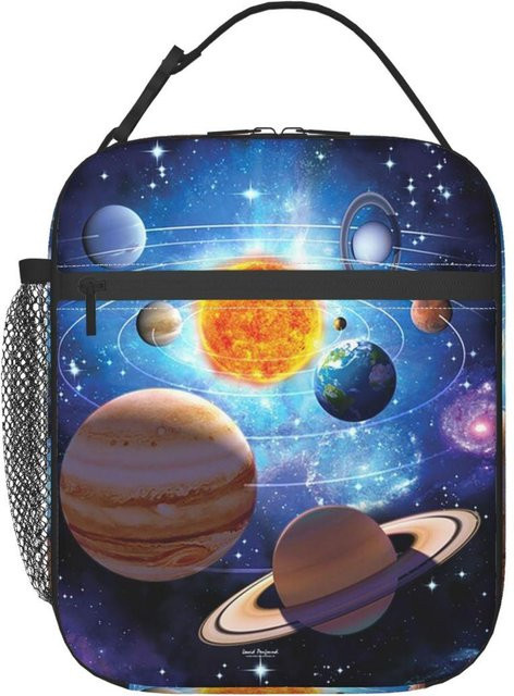 Thermische Lunchtasche mit Sonnensystem Weltraum Planeten Motiv von Fancy Style Studio in Grau/Mehrfarbig - Bild 1