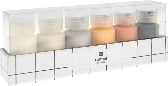 Rico Design Acrylini Acrylfarben Set Metallic in Weiß, Silber, Gold, Schwarz und Multicolour - Bild 1