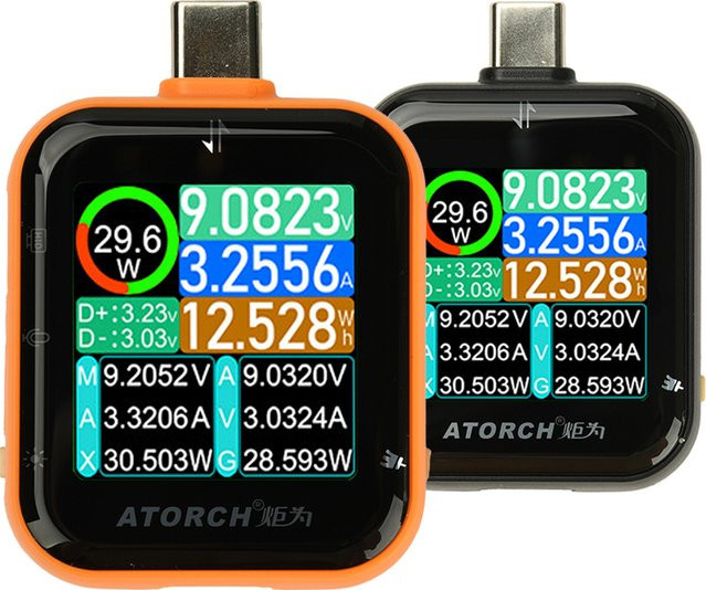 Diymore Typ-C USB-Ladetester T3 mit Touch-Steuerung und Schwerkraftsensor, digitales Voltmeter und Amperemeter, hochpräzises Leistungsmessgerät in Orange - Bild 1