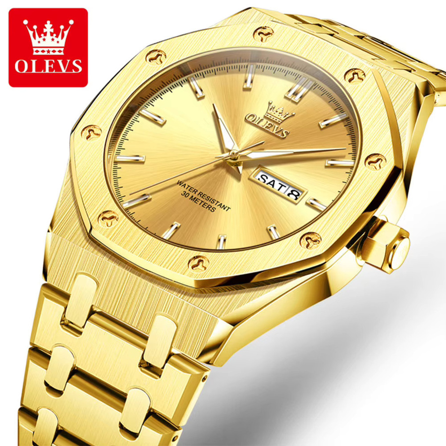OLEVS Armbanduhr Quarz, Edelstahl, Gold, Herren - Bild 2