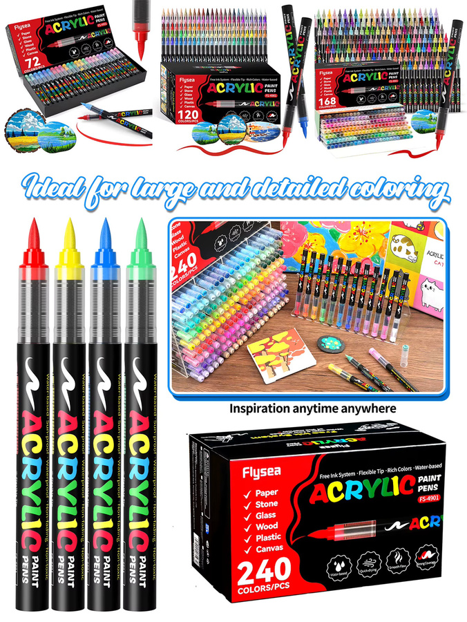 Set mit 36 flüssigen Acrylfarben-Markern in Multicolour für Kunstzeichnungen, DIY-Bastelarbeiten und Schulbedarf - Bild 2