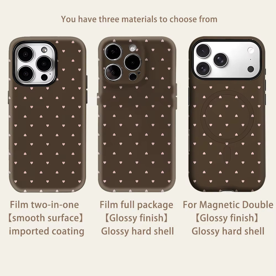 Robuste Handyhülle von Potdemiel mit rotem Herz auf hellbraunem Hintergrund für iPhone 17, 16, 15, 14, 13 Pro Max Plus, magnetisch und doppelschichtig - Bild 2