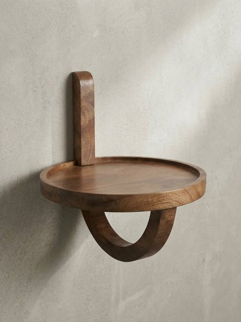 Wandregal KADIMA DESIGN aus Mango Massivholz in Braun, Modernes Design, B/T/H: 30 x 33 x 30 cm - Bild 1