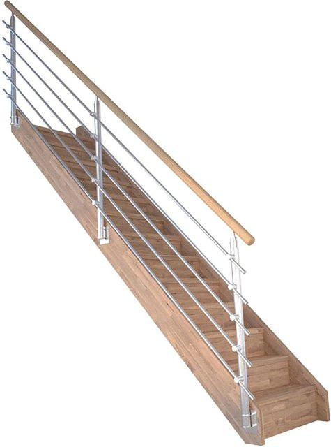 StarWood Treppe Mykonos Pro Eiche Gerade in Braun mit Design-Geländer aus Edelstahl - Bild 1