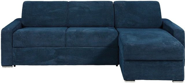 Vente-unique Schlafsofa Calito in Blau, L-Form, Polstersofa mit Schaumstofffüllung, Breite: 278 cm - Bild 1