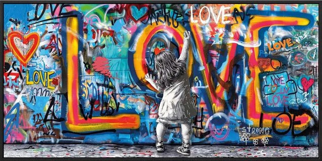 Art Universe Leinwandbild Paint With Love, abstraktes Grafikdesign in Blau und Multicolour, B: 120 cm, H: 60 cm - Bild 1