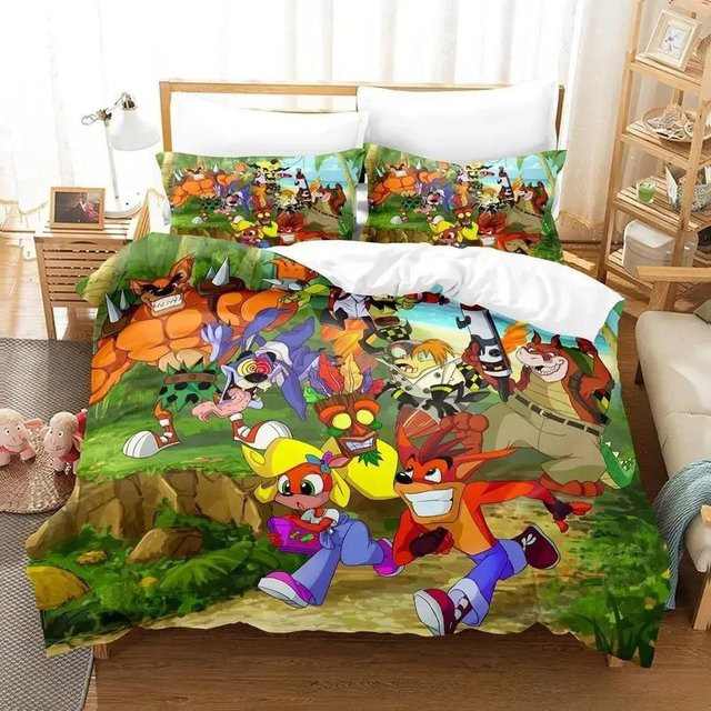 Crash Bandicoot Bettwäsche-Set von Binchi Outdoor Product mit 3D-Anime-Grafik, Material Mikrofaser/Polyester, Mehrfarbig, B/H: 135 x 200 cm - Bild 1