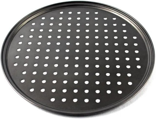 Bestbags Antihaft Pizza-Backform aus Kohlenstoffstahl, runde Netzplatte mit Löchern, grau, Durchmesser: 32 cm - Bild 1