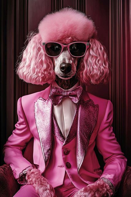 Modernes Glasbild Art Universe Pink Pudel in Pink, Breite: 60 cm, Höhe: 90 cm - Bild 1