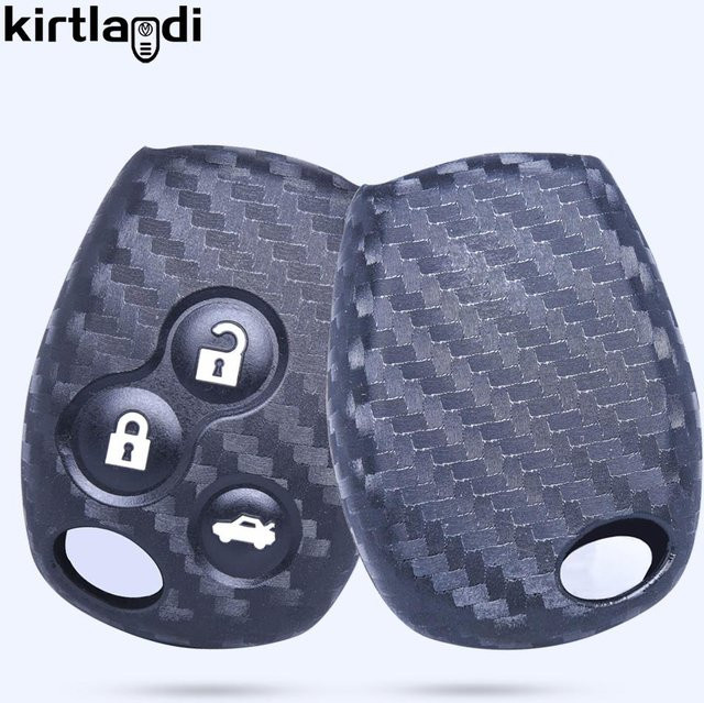 Silikon-Schlüsselhülle aus Kohlefaser für Nissan Terrano, Opel Vivaro, Renault Trafic, Primastar, Movano, Logan 2, Benz und Smart Fortwo in Schwarz - Bild 1