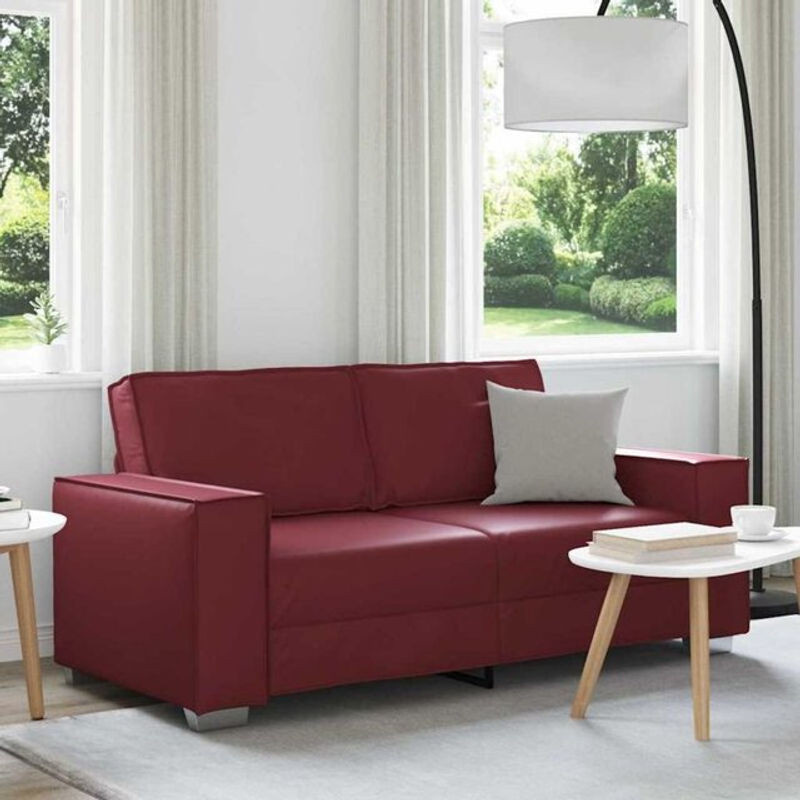vidaxl Loveseat Sofa 2-Sitzer in Rot aus Kunstleder mit Metallgestell und Kissen, Breite: 180 cm - Bild 1