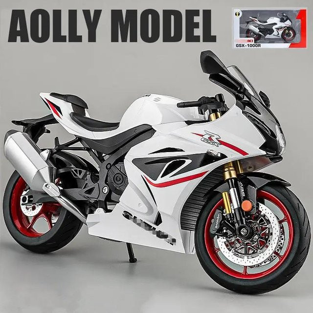 Linyi toy car Gsx-1000R Rennmotorrad Modell, 1:9, Metall, Weiß, ab 14 Jahren - Bild 1