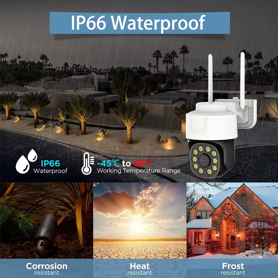 Tuya Smart 5MP HD IP PTZ WLAN Überwachungskamera für Außenbereich mit Auto-Tracking und Menschenerkennung, Weiß - Bild 2