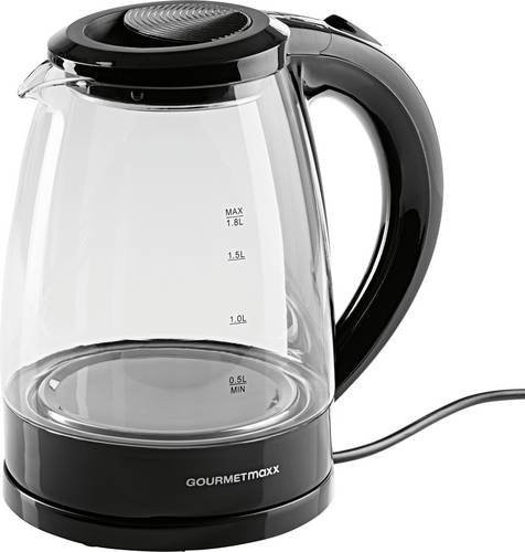 GourmetMaxx Wasserkocher aus Glas in Schwarz mit 1,8 l Fassungsvermögen und Auto-Shutoff - Bild 1