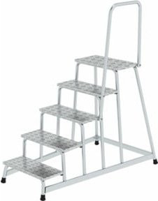 MUNK Aluminium-Arbeitspodest starr mit Handlauf, 5 Stufen, Silber - Bild 1